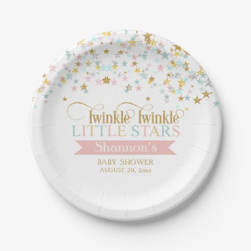 Twinkle Little Stars Twins Baby Shower Any Color Paper Plates