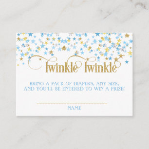 Twinkle Little Stars Twins Diaper Raffle Blue Gold Enclosure Card