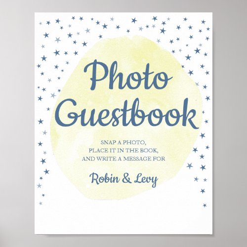Twinkle Moon  Stars Pastel Photo Guestbook Sign