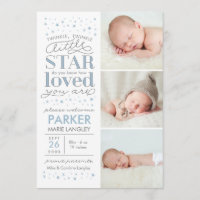 Twinkle Multi Photo Baby Boy Birth Announcement