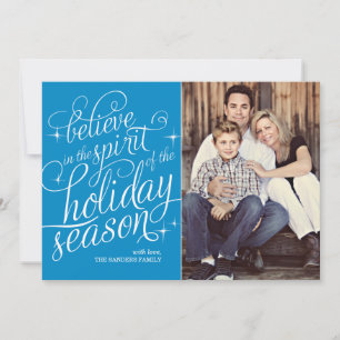 Twinkle Peacock Script Holiday Photo Card