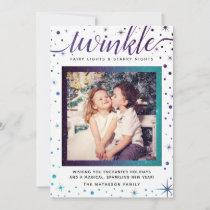 TWINKLE Purple &amp; Teal Falling Snow Enchanted Holiday Card