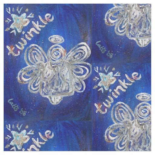 Twinkle Silver Guardian Angel Art Fabric Material