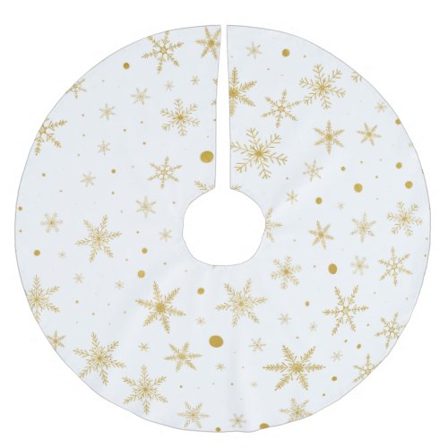 Twinkle Snowflake 3 _Gold  White_ Brushed Polyester Tree Skirt