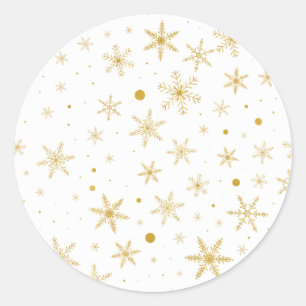 Twinkle Snowflake 3 -Gold & White- Classic Round Sticker