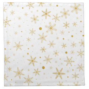 Twinkle Snowflake 3 -Gold & White- Cloth Napkin