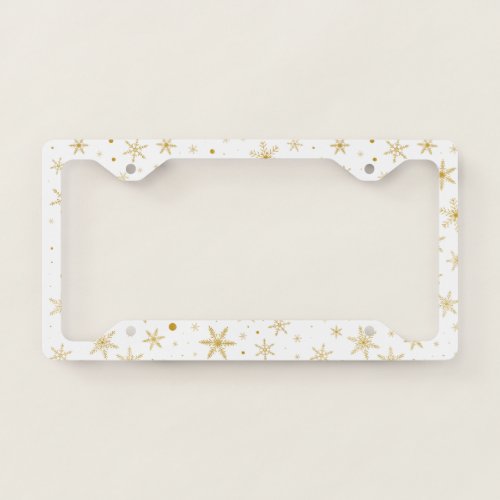 Twinkle Snowflake 3 _Gold  White_ License Plate Frame