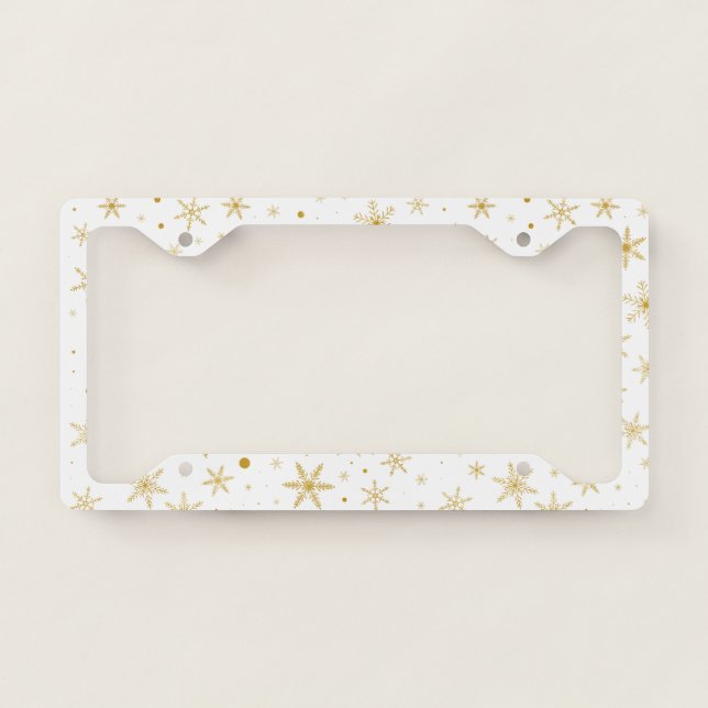 Twinkle Snowflake 3 -Gold & White- License Plate Frame (Front)