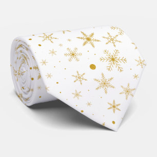 Twinkle Snowflake 3 -Gold & White- Neck Tie