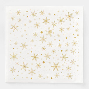 Twinkle Snowflake 3 -Gold & White- Paper Dinner Napkins