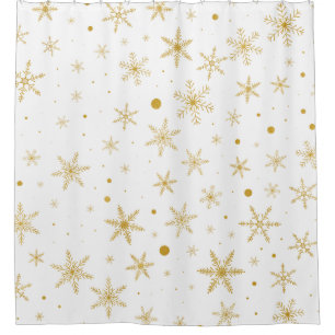 Twinkle Snowflake 3 -Gold & White- Shower Curtain