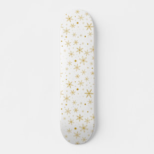 Twinkle Snowflake 3 -Gold & White- Skateboard