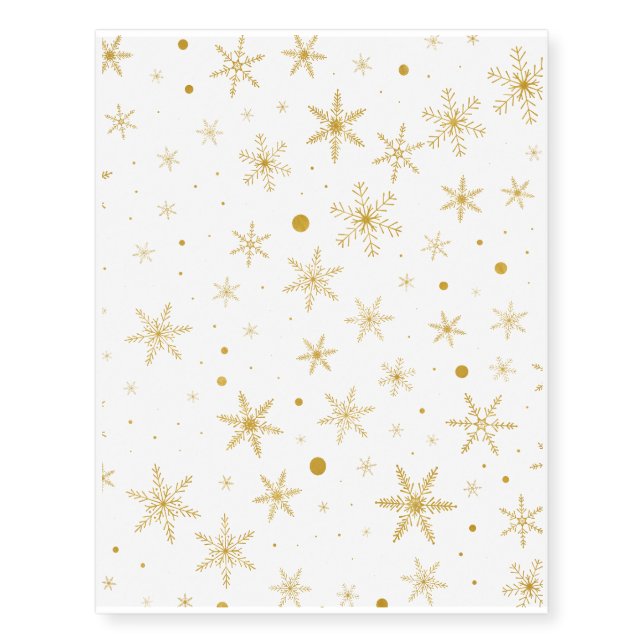 Twinkle Snowflake 3 -Gold & White- Temporary Tattoos (Front)