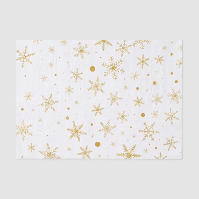 Twinkle Snowflake 3 -Gold & White- Tissue Paper (Front)