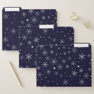 Twinkle Snowflake 5 -Navy Blue & Silver- File Folder