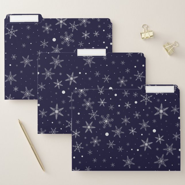 Twinkle Snowflake 5 -Navy Blue & Silver- File Folder (Set)