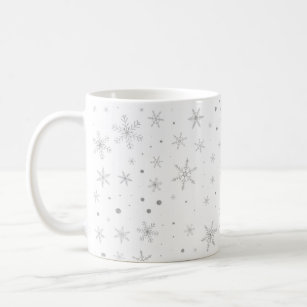 Twinkle Snowflake -Silver Grey & White- Coffee Mug
