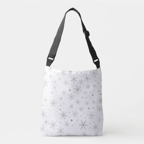 Twinkle Snowflake _Silver Grey  White_ Crossbody Bag