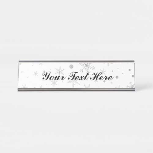 Twinkle Snowflake _Silver Grey  White_ Desk Name Plate