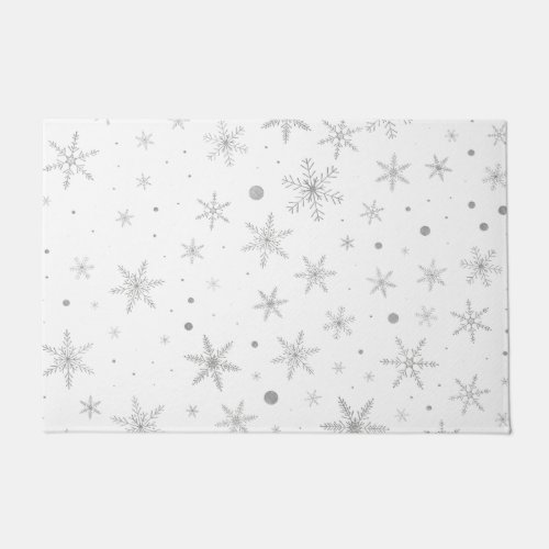 Twinkle Snowflake _Silver Grey  White_ Doormat