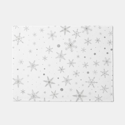 Twinkle Snowflake _Silver Grey  White_ Doormat