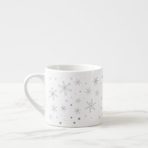 Twinkle Snowflake -Silver Grey & White- Espresso Cup