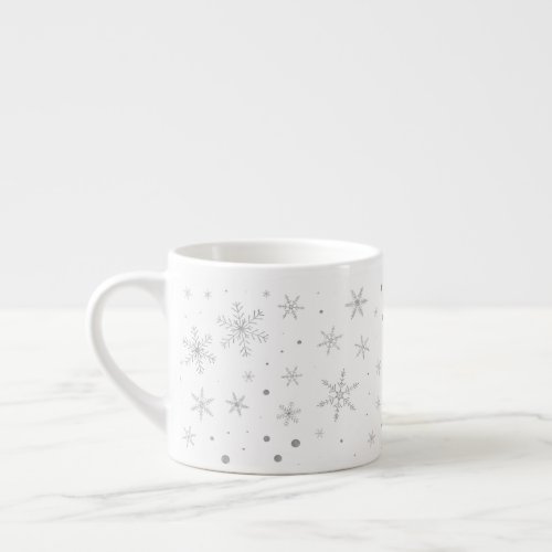 Twinkle Snowflake _Silver Grey  White_ Espresso Cup
