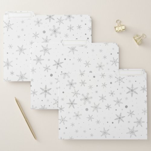 Twinkle Snowflake _Silver Grey  White_ File Folder
