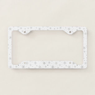 Twinkle Snowflake -Silver Grey & White- License Plate Frame