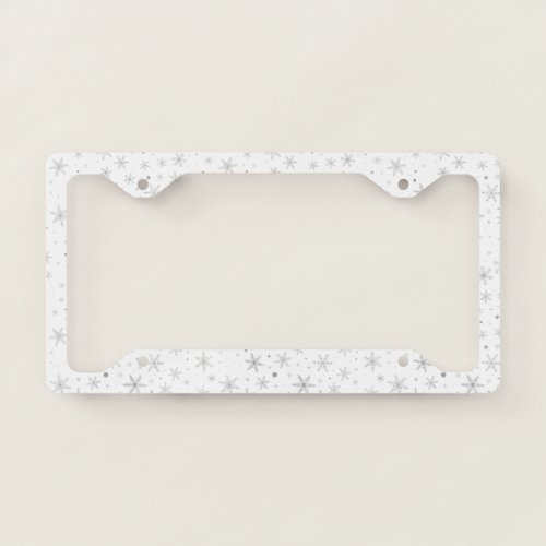 Twinkle Snowflake _Silver Grey  White_ License Plate Frame