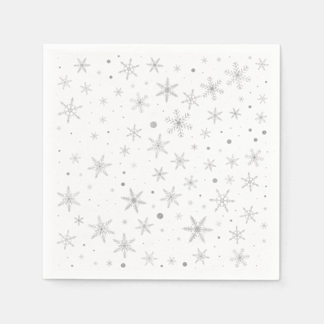 Twinkle Snowflake -Silver Grey & White- Napkins (Front)