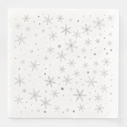 Twinkle Snowflake _Silver Grey  White_ Paper Dinner Napkins