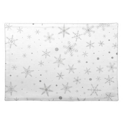 Twinkle Snowflake _Silver Grey  White_ Placemat