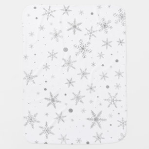 Twinkle Snowflake -Silver Grey & White- Receiving Blanket