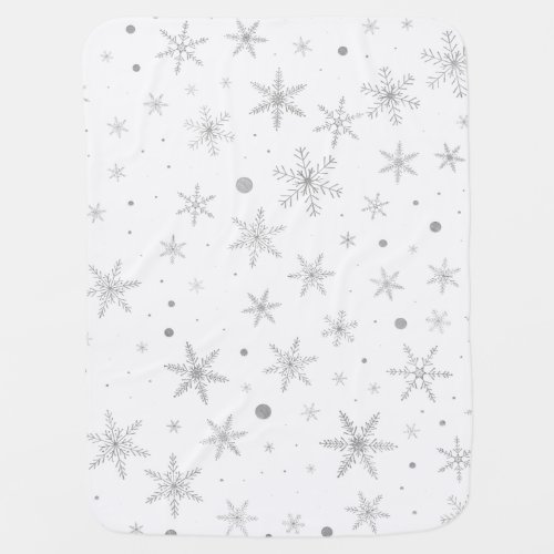 Twinkle Snowflake _Silver Grey  White_ Receiving Blanket