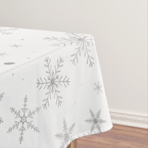 Twinkle Snowflake _Silver Grey  White_ Tablecloth