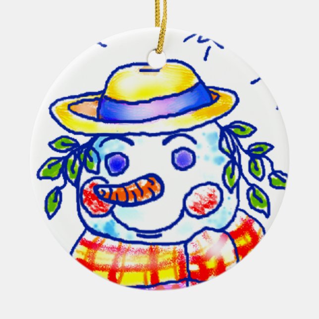 Twinkle Snowman  Ceramic Ornament (Front)