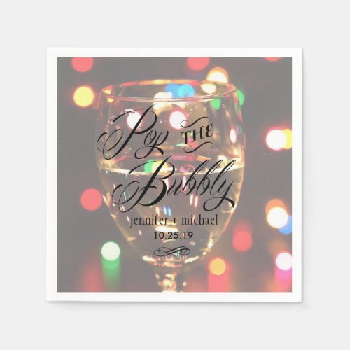 Twinkle Sparkle Bokeh Light Champagne Glass Custom Paper Napkins