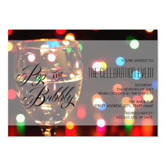 Twinkle Sparkle Bokeh Lights Champagne Party Card