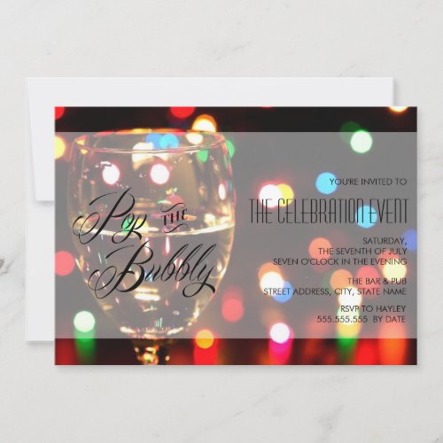 Twinkle Sparkle Bokeh Lights Champagne Party Invitation