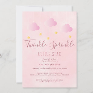 Twinkle Sprinkle All In One Baby Shower Girl Pink Invitation
