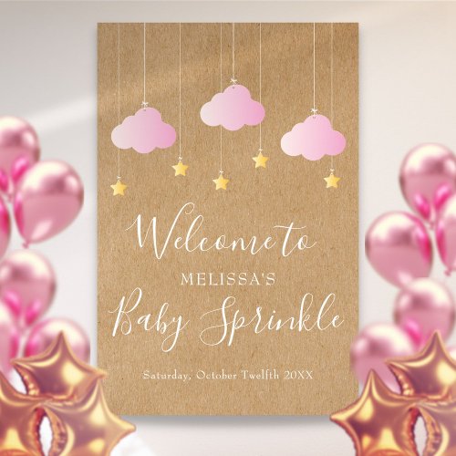 Twinkle Sprinkle Baby Girl Shower Boho Welcome Poster