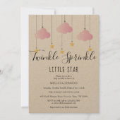Twinkle Sprinkle Baby Shower Pink Rustic Boho Invitation (Front)