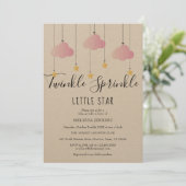 Twinkle Sprinkle Baby Shower Pink Rustic Boho Invitation (Standing Front)
