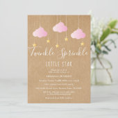 Twinkle Sprinkle Baby Shower Pink Rustic Kraft Invitation (Standing Front)