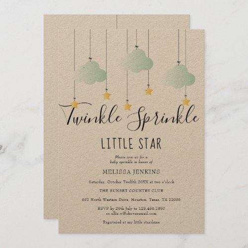Twinkle Sprinkle Baby Shower Rustic Boho Invitation