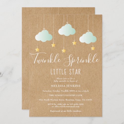 Twinkle Sprinkle Baby Shower  Sprinkle Rustic Invitation