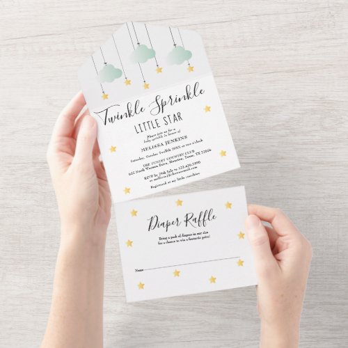 Twinkle Sprinkle Gender Neutral Baby Shower All In One Invitation