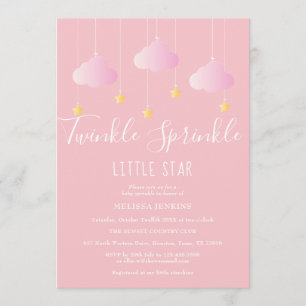 Twinkle Sprinkle Little Star Baby Girl Shower Pink Invitation