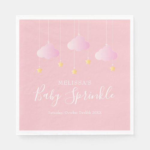 Twinkle sprinkle little star baby girl shower pink napkins